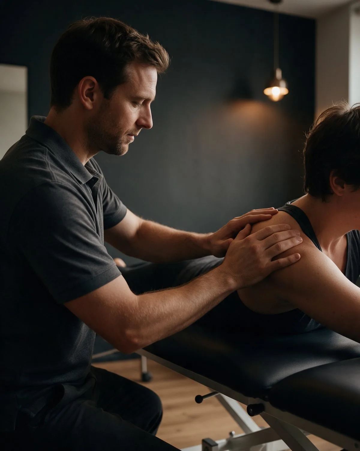 Physiotherapeut bei der Arbeit in einer Praxis